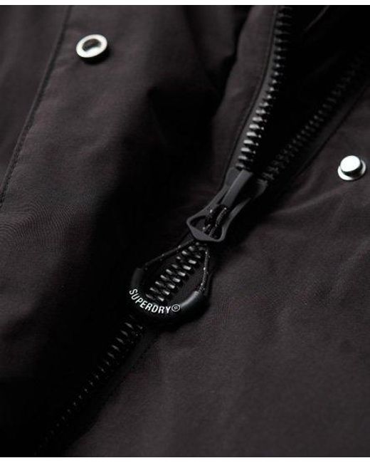 Superdry Black Hooded Longline Puffer Coat