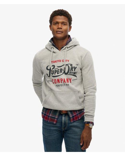 Superdry Gray & Co Perfect Fit Script Hoodie for men