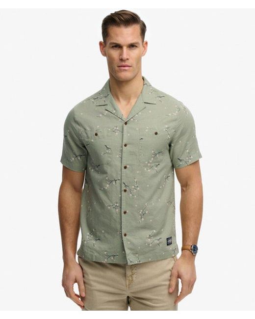 Superdry Green Short Sleeve Printed Beach Shirt for men