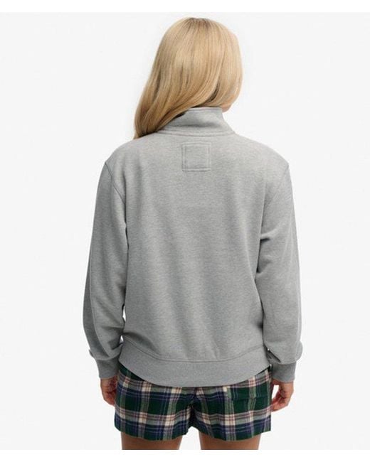 Superdry Gray & Co Athletic Essentials Graphic Half Zip Sweatshirt