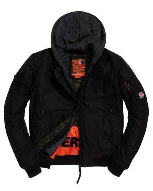 Superdry Black Rookie Flight Bomber Jacket for men