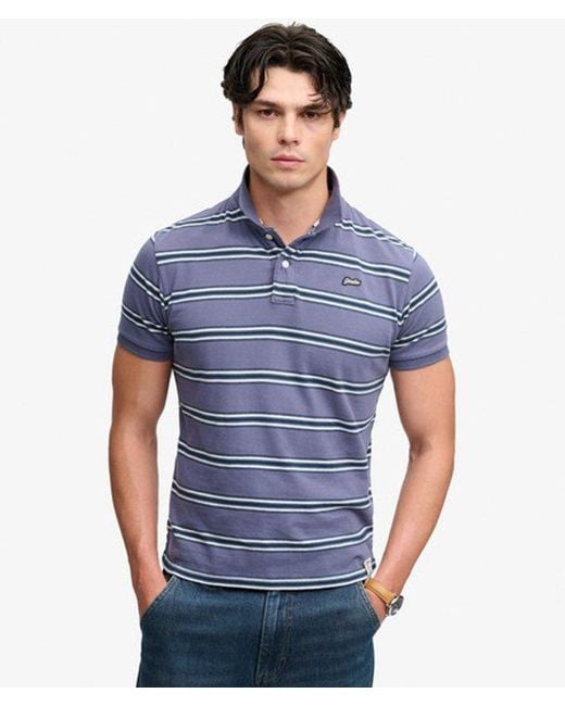 Superdry Blue & Co Vintage Stripe Jersey Polo Shirt for men