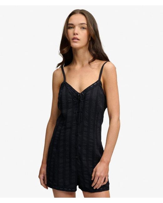 Superdry Black & Co Lace Cami Playsuit