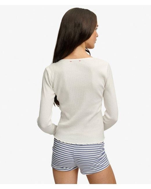 Superdry White & Co Essential Button Long Sleeve Top
