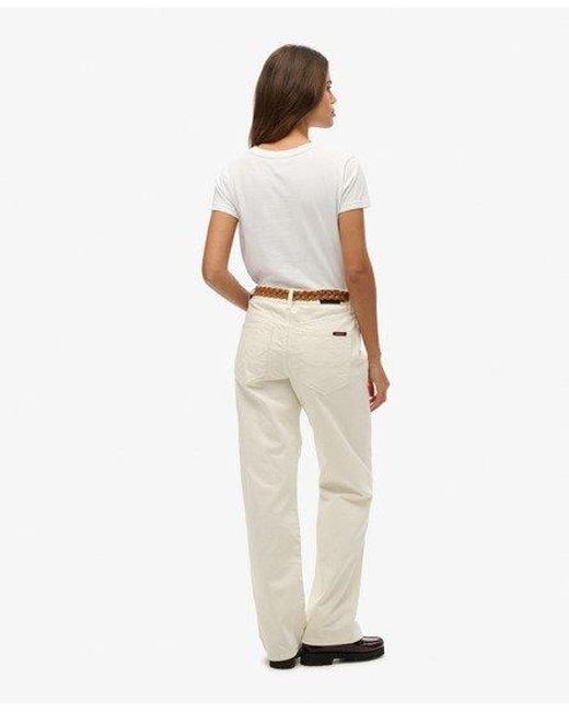Superdry Jeans Met Wijde Pijpen En Middelhoge Taille in het White