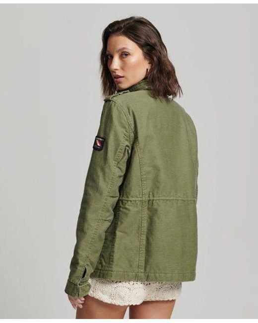 Superdry Rookie Borg Lined Military Jacket Green