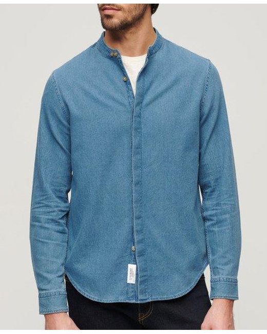 The merchant store - chemise à col tunisien indigo Superdry pour homme en coloris Blue