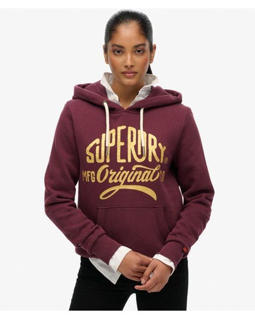 Superdry Red & Co Mfg Original Metallic Hoodie
