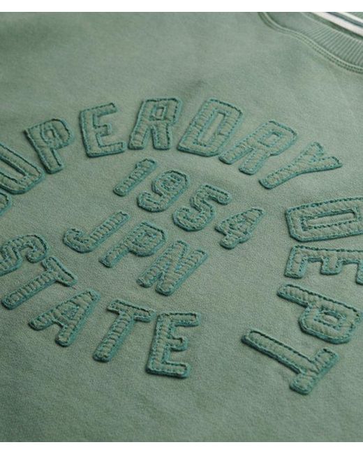 Superdry Green & Co Athletic Essentials Tonal Applique Crew Sweatshirt