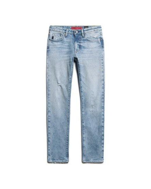 Superdry Blue Organic Cotton Mid Rise Slim Jeans