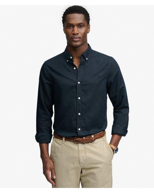Superdry Blue & Co Cotton Linen Long Sleeve Shirt for men