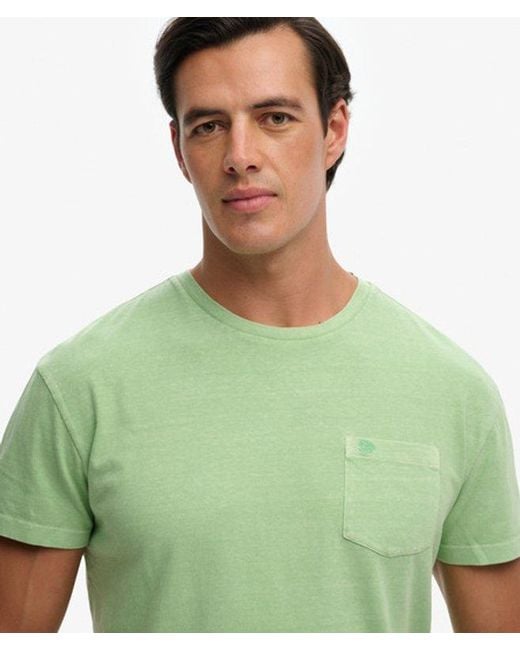 Superdry Green & Co Classic Cotton Linen Pocket T-shirt for men