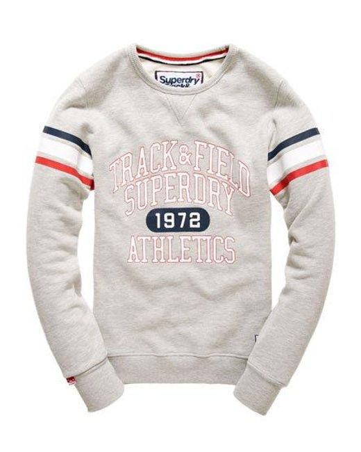 Superdry White Track & Field Crew Trophy Marl for men