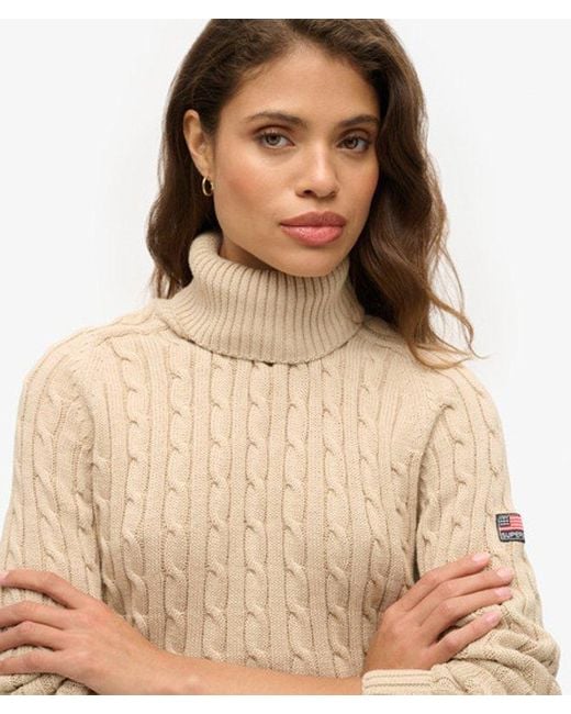 Superdry Natural & Co Slouchy Cable Roll Neck Jumper