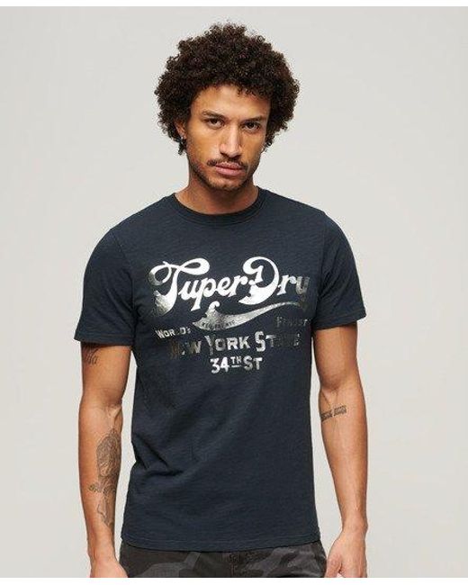T-shirt workwear à motif métallisé Superdry pour homme en coloris Black