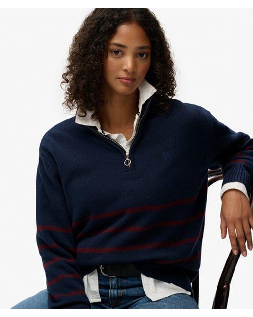 Superdry Blue & Co Knitted Half Zip Jumper