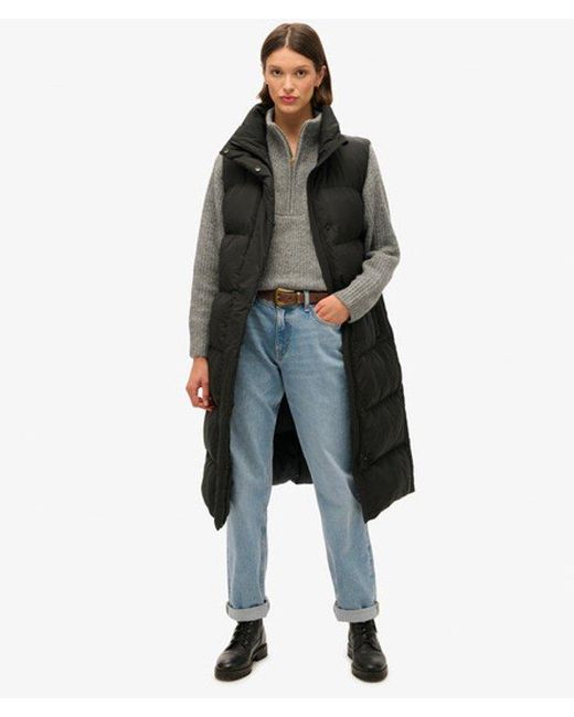Superdry Black Longline Puffer Gilet
