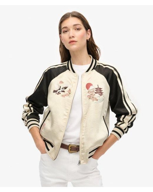 Superdry Natural Colourblock Sukajan Embroidered Bomber Jacket