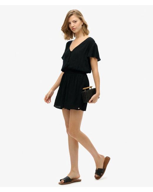 Superdry Black Short Sleeve Playsuit