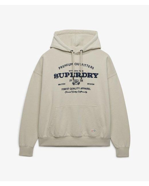 Superdry Gray & Co Luxe Casual Embroidered Relaxed Hoodie