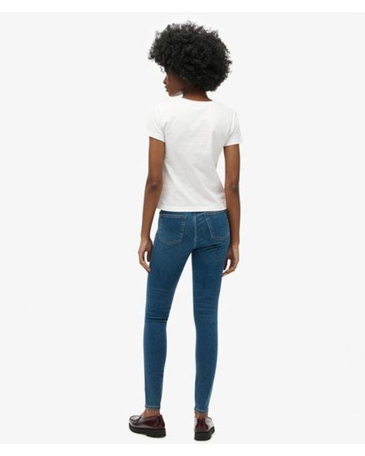Superdry Blue Cotton High Rise Skinny Denim Jeans