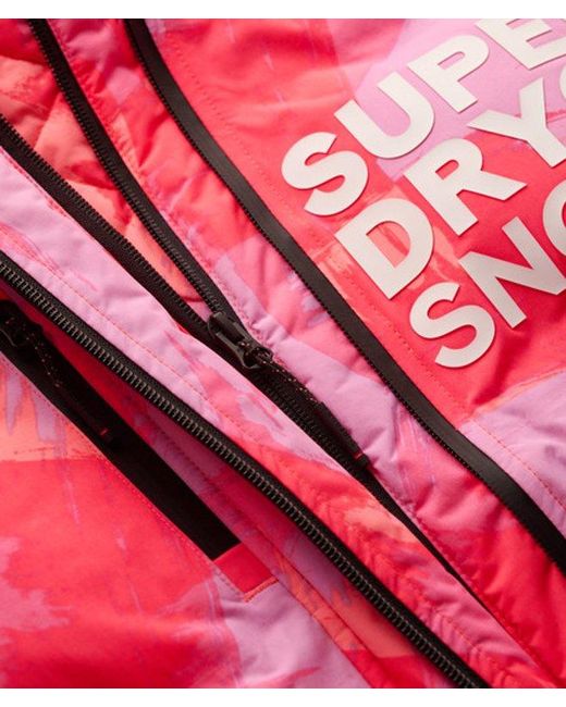 Superdry Red Hooded Ski Boxy Puffer Jacket