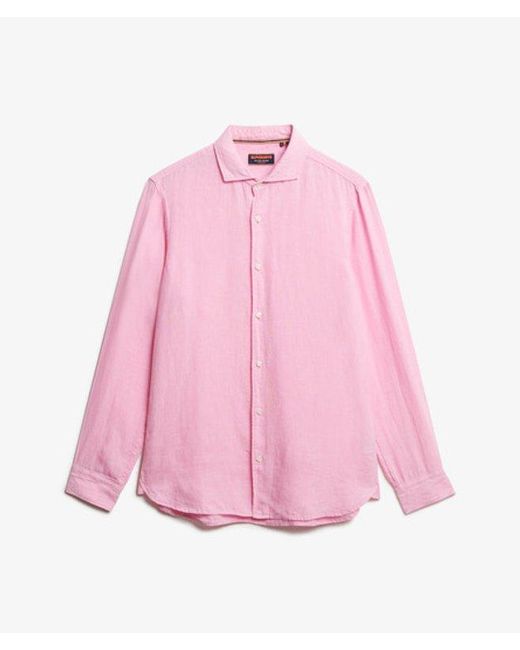 Superdry Pink & Co Vacation Long Sleeved Linen Shirt for men