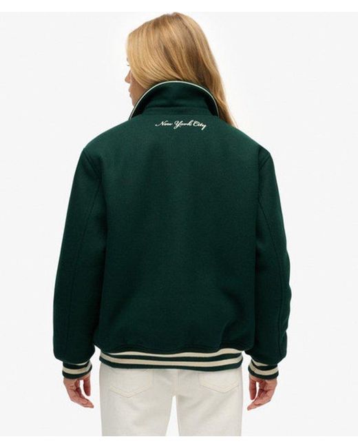 Superdry Green Country Club Wool Bomber Jacket