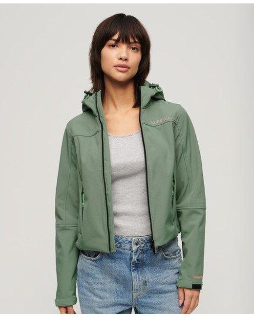 Superdry Green Ladies Slim Fit Hooded Soft Shell Trekker Jacket