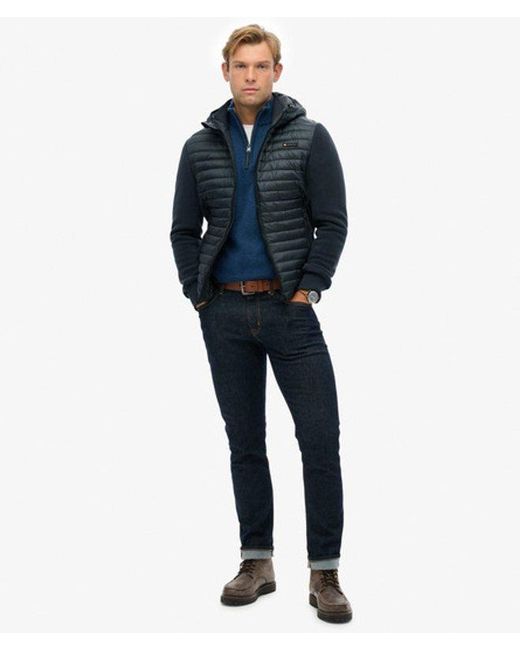 Superdry Blue Hooded Storm Fleece Hybrid Jacket for men