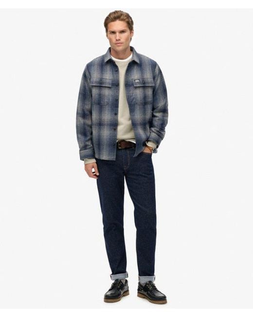 Superdry Blue Wool Miller Overshirt for men
