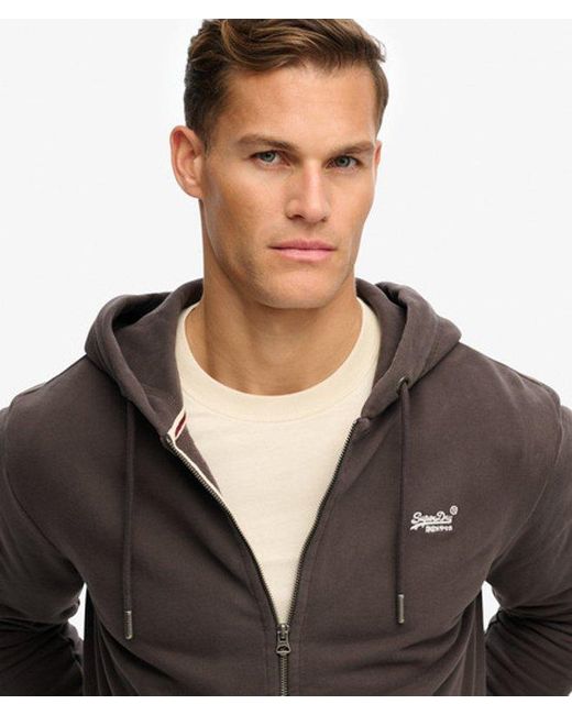 Superdry Black & Co Essential Logo Half Brushed Zip Hoodie for men