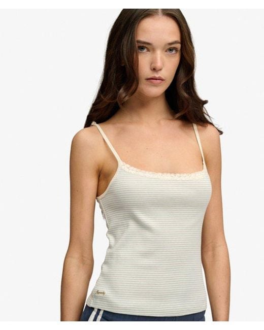 Superdry White Athletic Essential Lace Cami Top