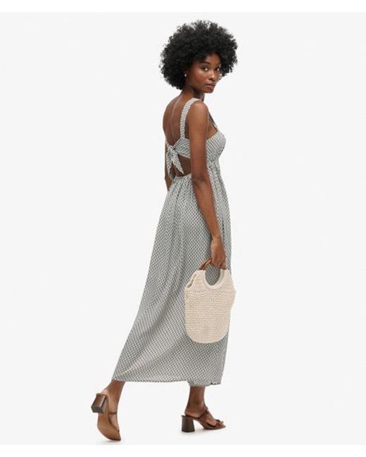 Superdry White & Co Geo Printed Tie Back Maxi Dress