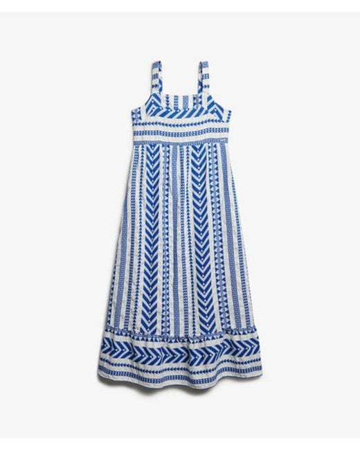 Superdry Statement Gelaagde Maxi-jurk in het Blue