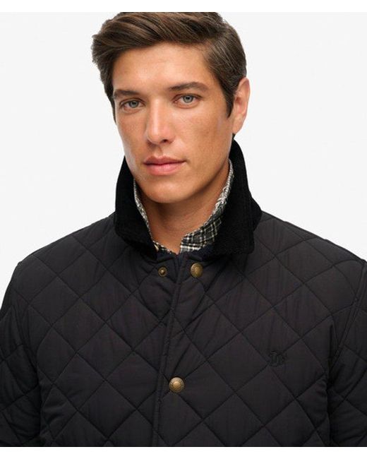Superdry Black Quilted Estate Coach Jacket for men