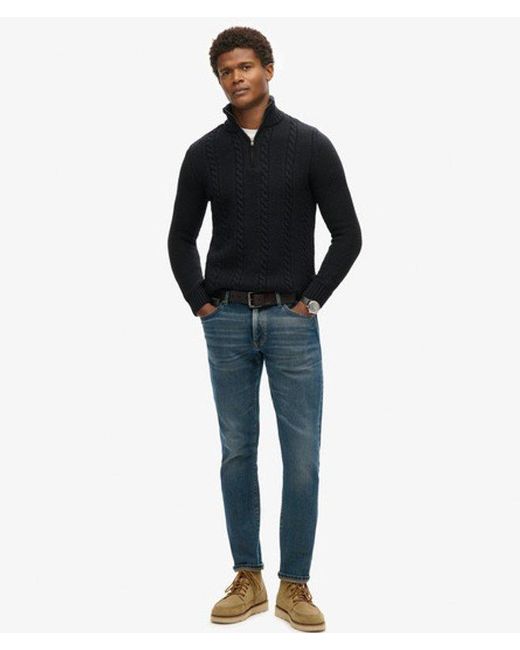 Superdry Blue & Co Vintage Jacob Cable Knit Half Zip Jumper for men