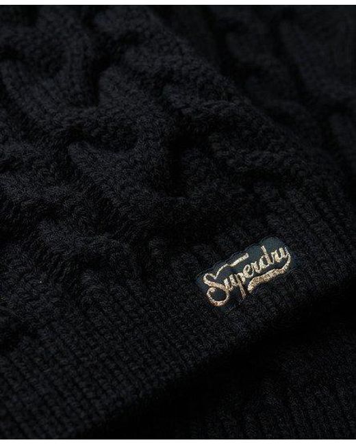 Superdry Black Roll Neck Cable Knit Dress