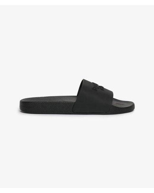 Superdry Black & Co Company Logo High Build Sliders for men