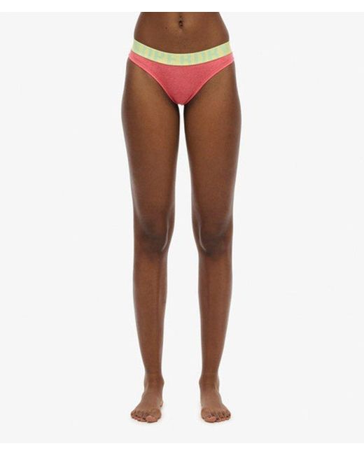 Superdry Red Organic Cotton Large Logo Bikini Briefs