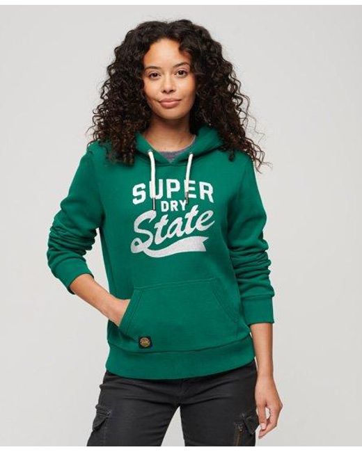 Superdry Green Scripted College Graphic Hoodie