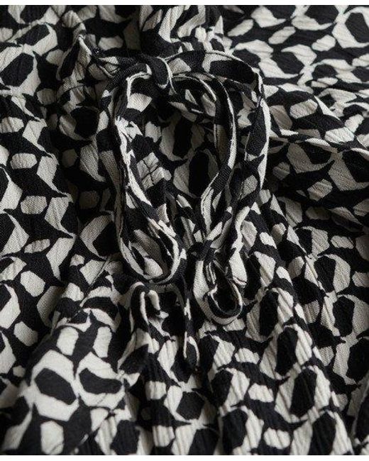 Superdry Mini-wikkeljurk Met Print En Korte Mouwen in het Black