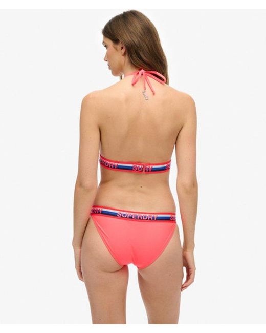 Superdry Gestreepte Triangelbikinitop in het Red