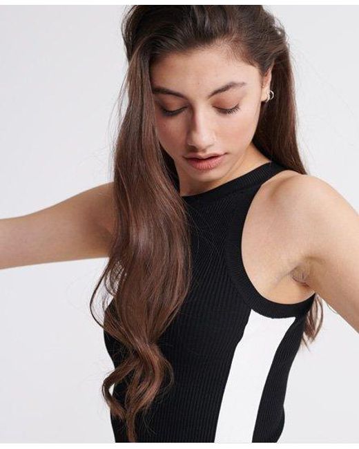 Superdry White Edit Racer Midi Knit Dress