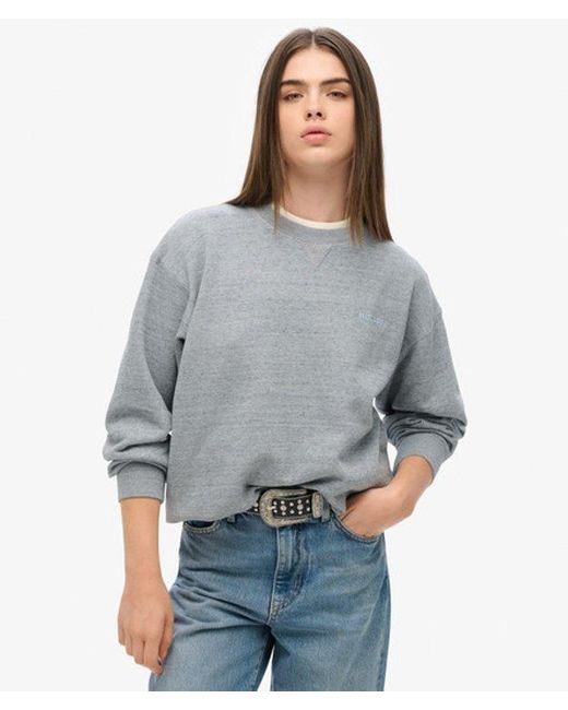 Superdry Gray Essential Logo Overdyed Sweatshirt
