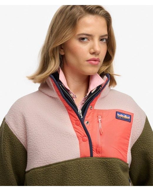 Superdry Colour Block Fleece Pullover in het Green