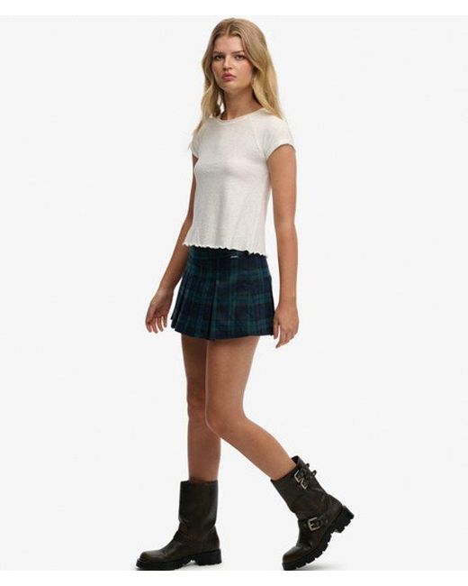 Superdry Blue Mini Pleated Skort