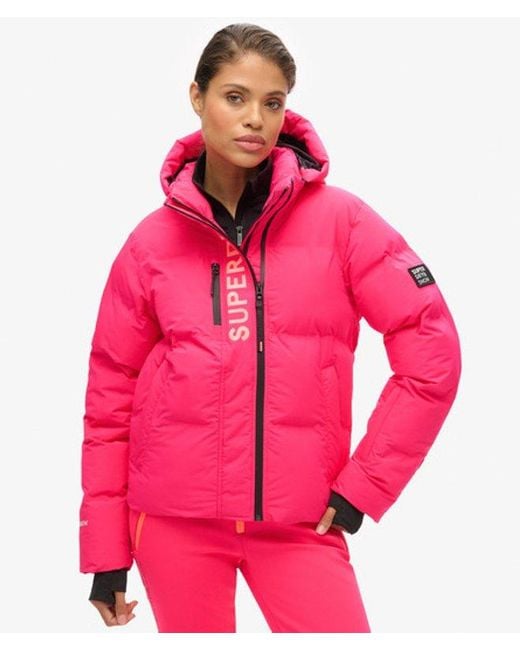 Superdry Red & Co Hooded Ski Boxy Puffer Jacket