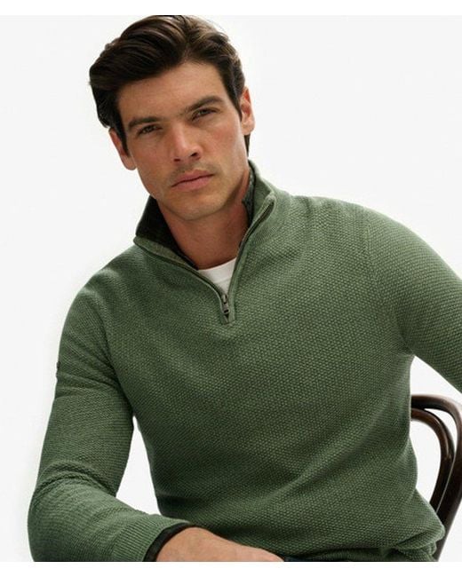 Superdry Green & Co Cotton Texture Half-zip Jumper for men