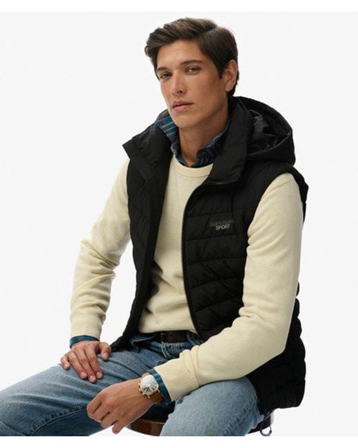 Superdry Black & Co Hooded Fuji Padded Gilet for men